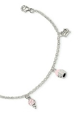 very nice tiny silver enameled charms kids bracelet